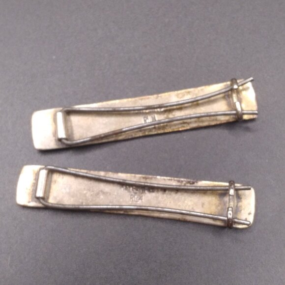 Vintage ROBERT LEE MORRIS Hammered Sterling Silver Pair of Hair Barrettes - Picture 2 of 5